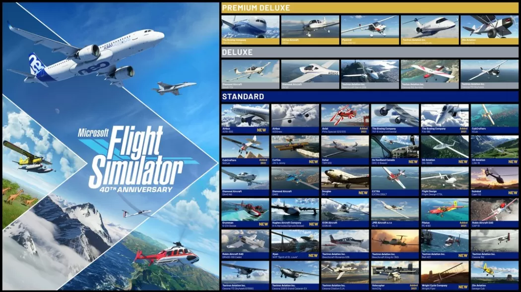 Pentru a 40-a aniversare a Microsoft Flight Simulator, a fost lansată o actualizare cu elicoptere și planoare