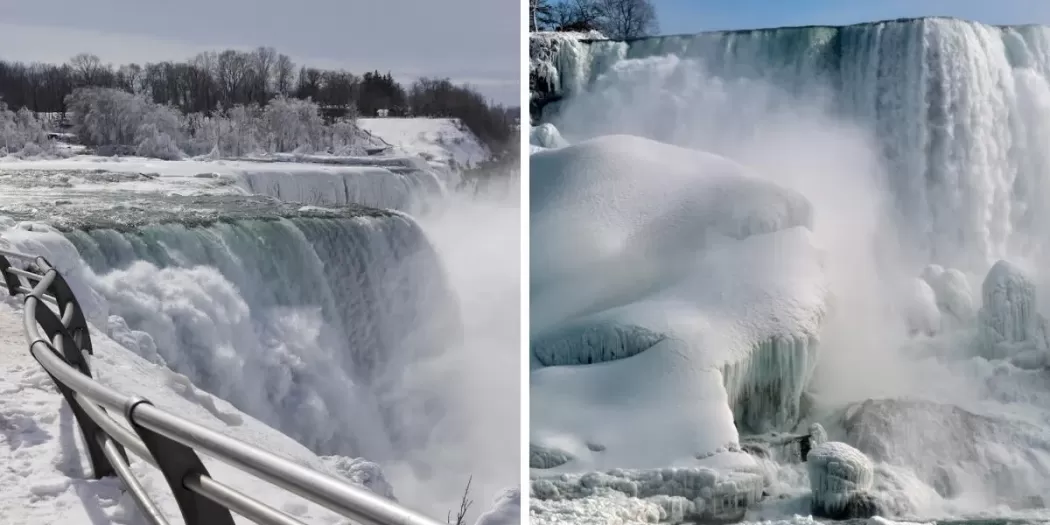 Cascada Niagara înghețată parțial după „viscolul secolului” 